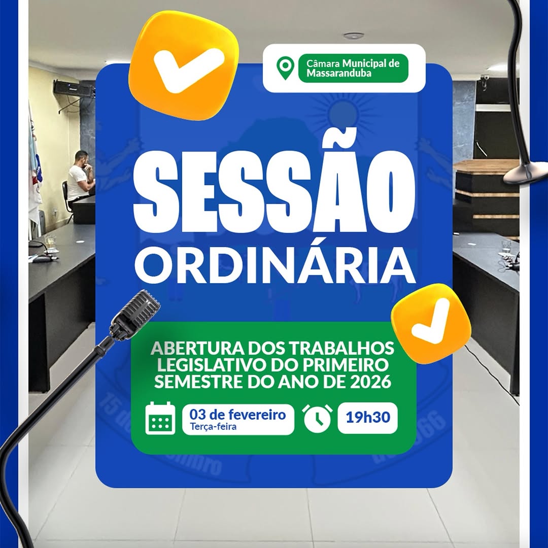 Câmara de Massaranduba convida para Abertura dos Trabalhos Legislativos 2026