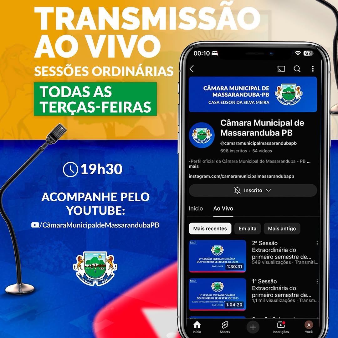 Câmara de Massaranduba Transmite Sessões Ordinárias ao Vivo às Terças