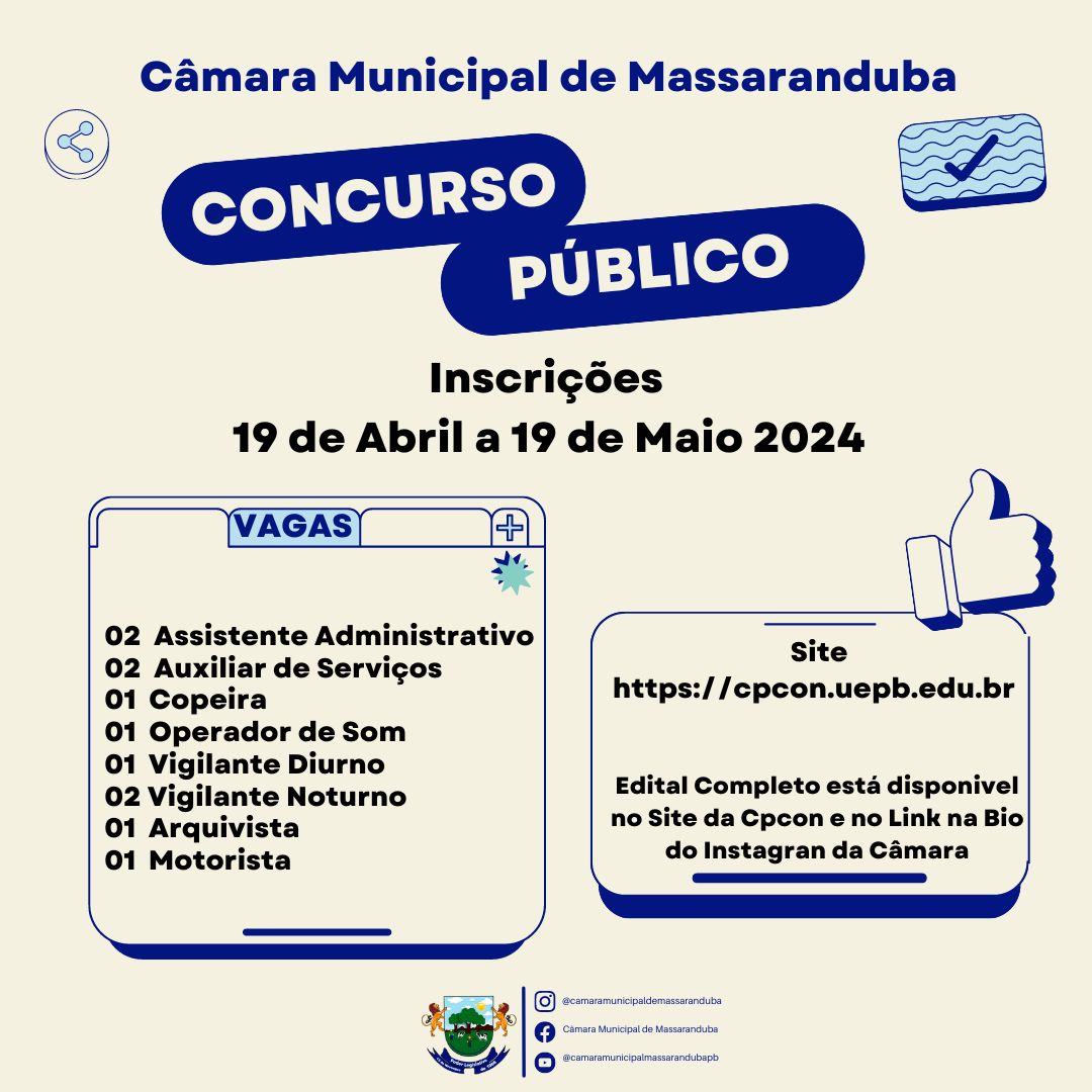 EDITAL NORMATIVO DE CONCURSO PÚBLICO Nº 001/2024 – CMM/PB